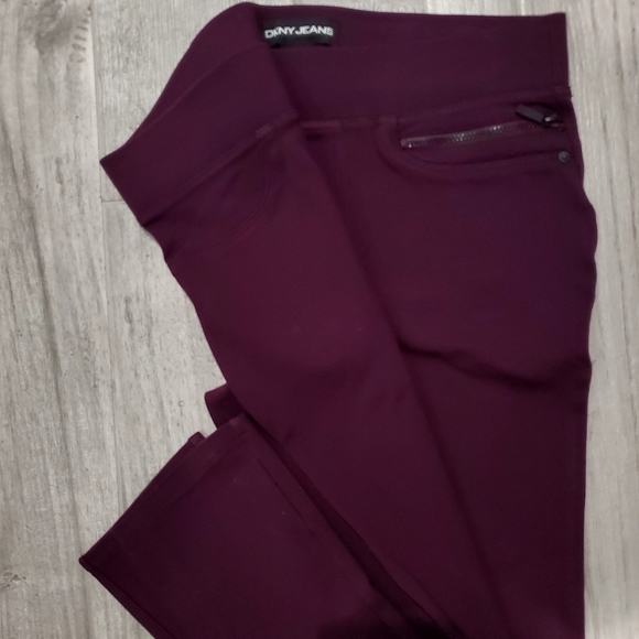 DKNY Ladies' Burgundy Mid-Rise Pull-On Ponte Pant - Size Small - Picture 3 of 5